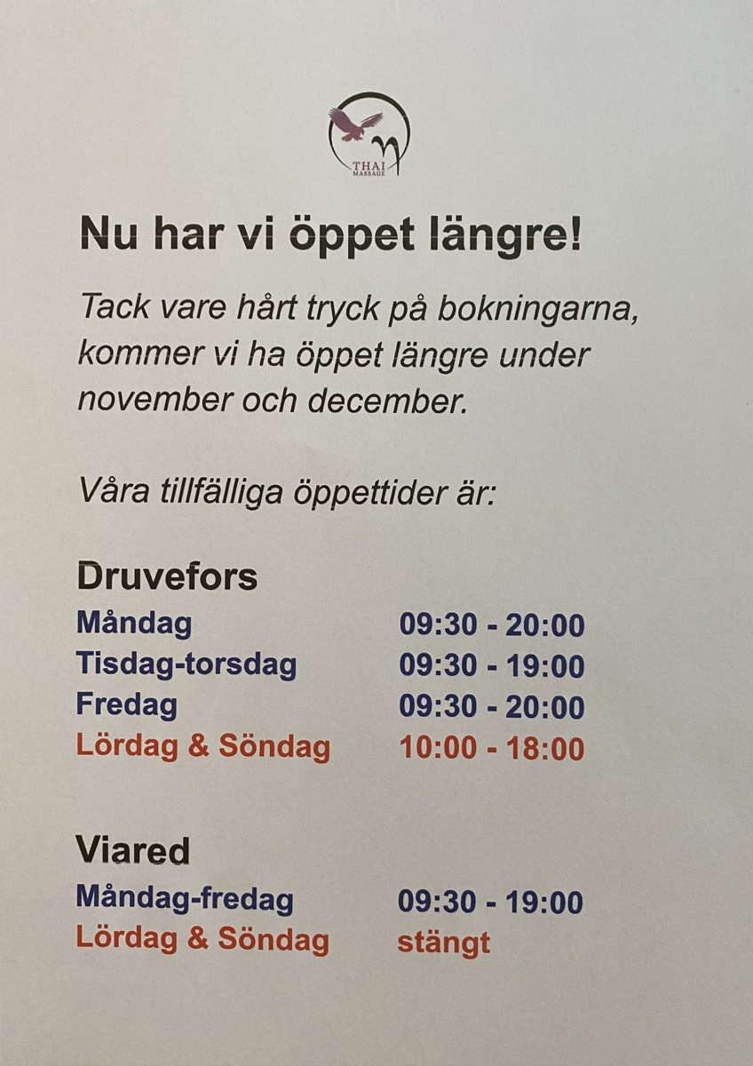 Längre öppettider i november och december!