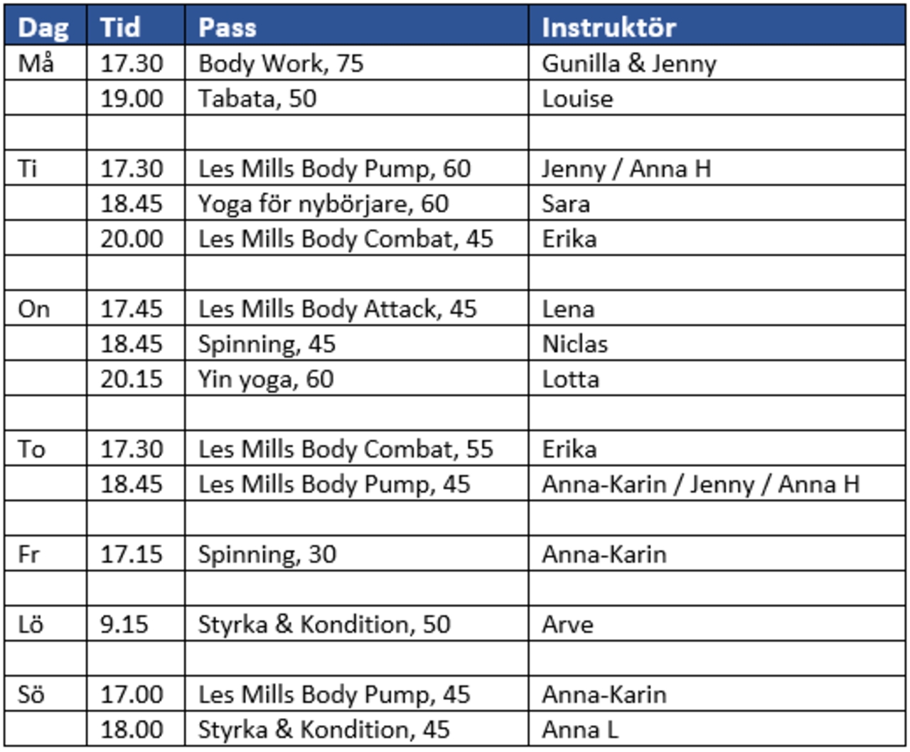 Höstterminens schema